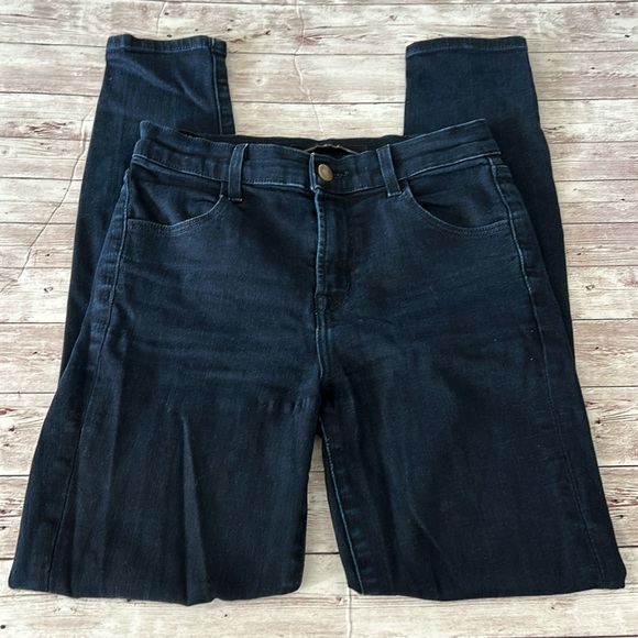 J Brand Alana High Rise Skinny Jeans in Shy Wash Dark Black Blue - Picture 2 of 12